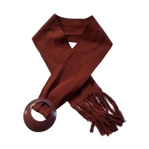 Vintage 70s Orange Canvas O Ring Wide Fringe Belt OS